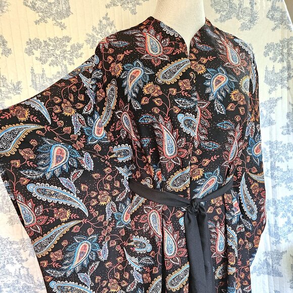 Caftan Blue Black Floral Paisley S to Plus New - Picture 9 of 10